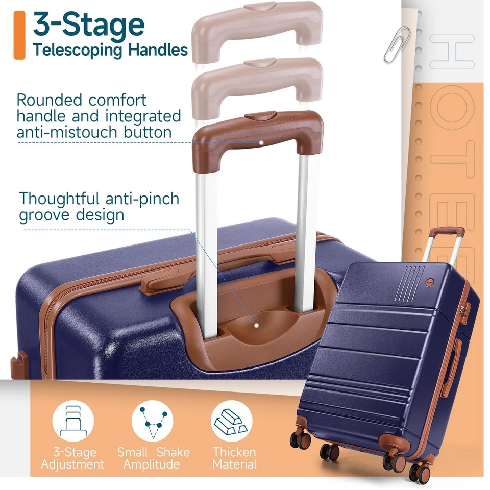 Conjuntos de bagagem 4 peças, garantia de 4 anos ABS+PC malas de capa dura com rodas, ... - Imagem 4 de 4