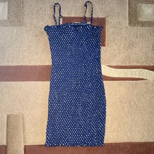 Fashion Nova Blue Polka Dot Bodycon Dress Strappy Sleeveless Size M