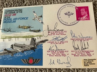 RAF SIGNED COVER SIGNED JU 52 3M MULTI SIGNED RAF COVER RARE SIGNATORIES.
