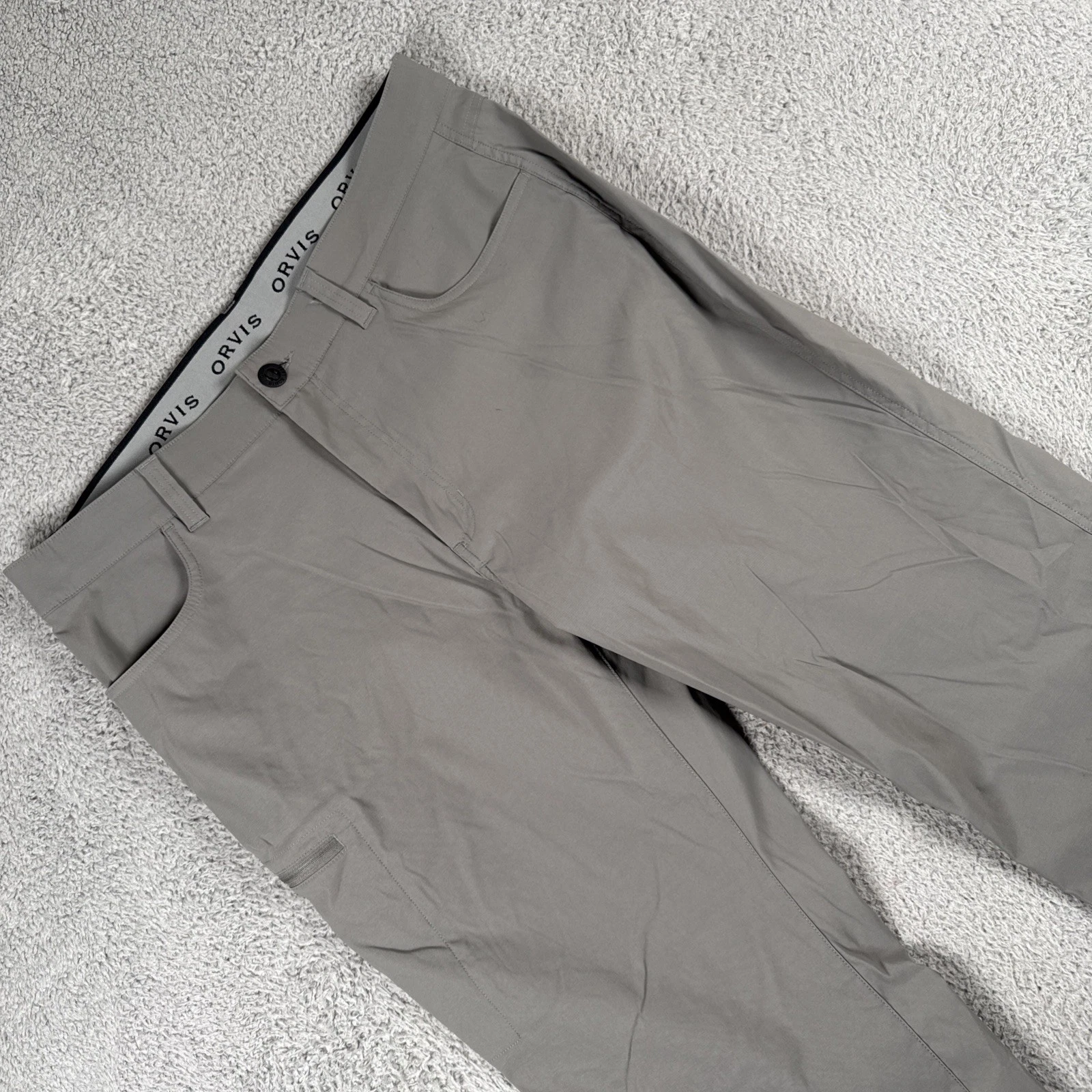 Orvis Pants Mens 38x32 (40x32) Gray Stretch Nylon Tech Chino Hiking