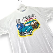 Vintage All Sport Woody Car Cartoon Graphic T Shirt Mens L Single Stitch USA 90s