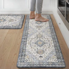 Kitchen Mats for Floor, 2PCS Kitchen Rugs Non Slip Washable, Waterproof Anti ...