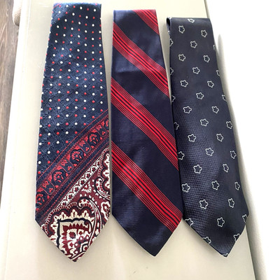 Sulka Men's Silk Tie Lot of 3 Jacquard Repp Stripe Retro Vibes Red Black 58''
