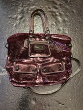 Coach Poppy Limited Ed Sequin Spotlight Pink Tote  Bag Acrylic Charms 13821 HTF