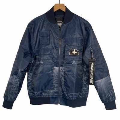 NWOT TIME + SPACE Bomber Jacket Men s Navy Blue Small Cosmic Fantasy Gift