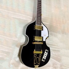 Semi Hollow Electric Guitar Black Finish Gold Hardware Dual Humbucker Pickups