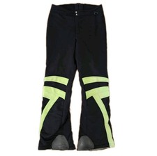 VTG Obermeyer Wool Blend Ski Snow Pants Size 32 Retro Two-tone Black Neon Yellow