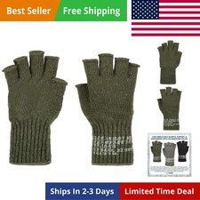 GI Wool Fingerless Glove Liners, Half Finger Glove Inserts, for Running, Hiki...