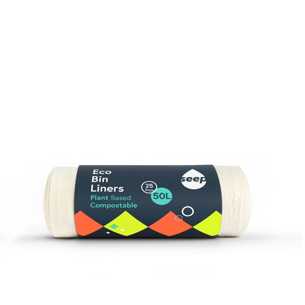 Seep Compostable 25 x 50 Litre Bin Bags- Eco Friendly Bin Liners - Large Kitchen BinBags - 50L Biodegradable Clear Bags - 1 Roll - Image 5