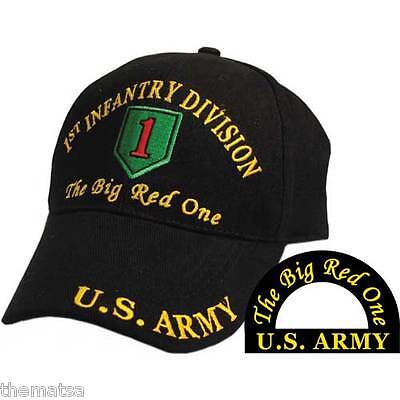 U.S Army 1st First Infantry Division The Big Red One Black Embroidered Cap Hat
