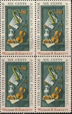 US 1386 William M Harnett 6c block 4 MNH 1969