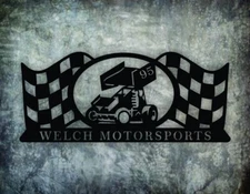 Customized Metal Sprint car Sports Center Name Address Sign Decorative Best Gift