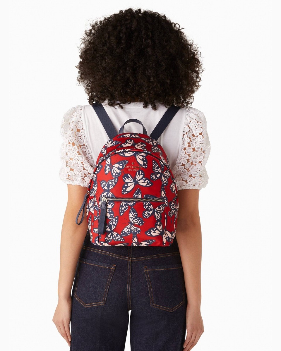 Kate Spade Chelsea Nylon Medium Backpack Red Navy  display picture 2