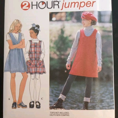 Simplicity 9728 Pattern Girls Jumper Above Knee Length Patch Pockets BB 12-14 UC - Picture 3 of 7
