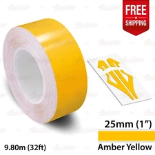 AMBER YELLOW 1" 25mm Roll PIN STRIPE Car Striping Line TAPE Decal Vinyl Sticker
