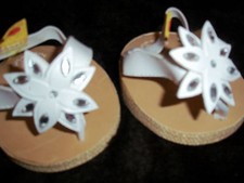 Build A Bear Workshop BABW White Flowers Thong Sandals Flip Flops