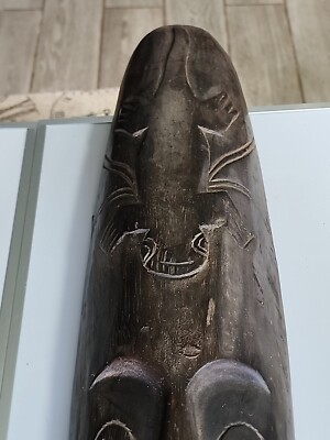 Vintage Hand Carved African Tribal Mask Salamander Lizard Kenya