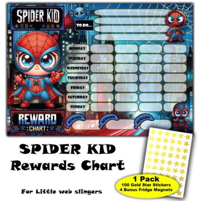 Good Behaviour - Marvel Spider Kid Motto Belohnungstabelle - 100 Gold Star Aufkleber