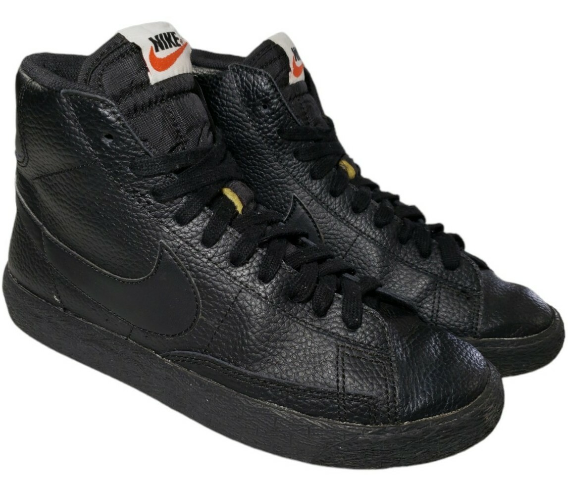 Nike Boys 6 Youth Blazer Mid PREM GS Leather Basketball Triple Black 895850-001 thumbnail 12