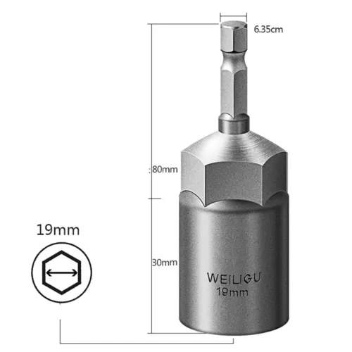 30mm Hex Deep Socket Nut Driver Bit Impact Driver Drill 6mm-19mm 1/4" Hex Shank - Bild 36 von 39