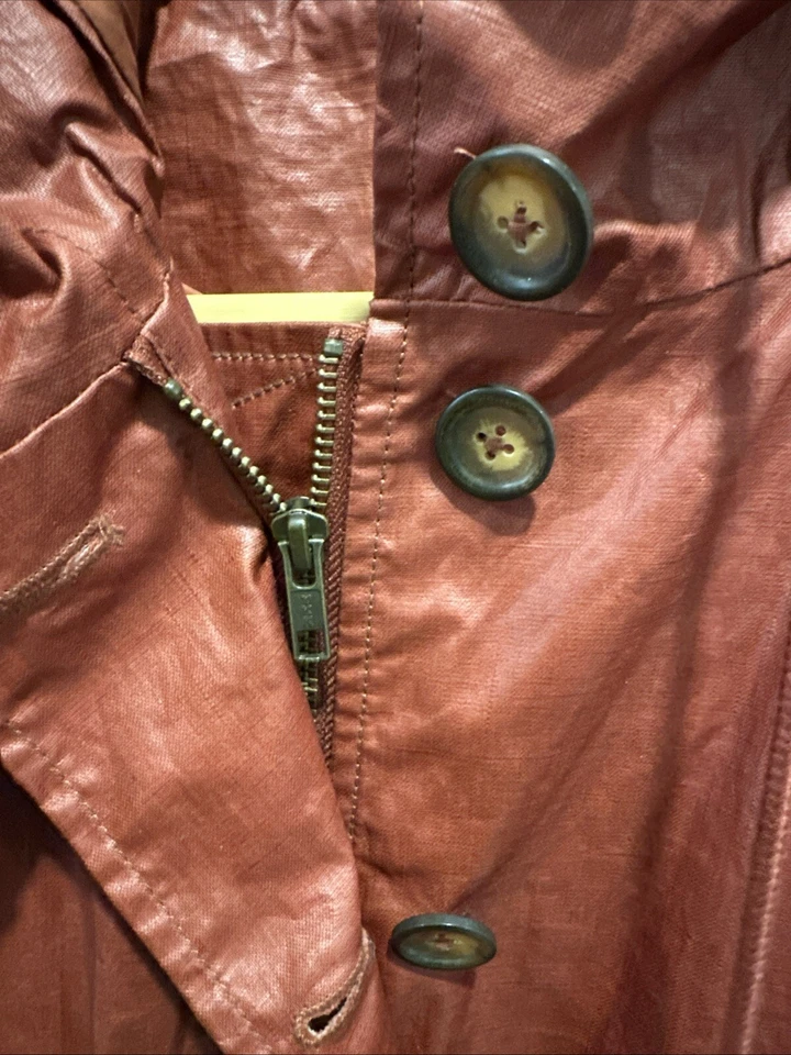 Chaqueta de lluvia de lino recubierta Garnet Hill, talla 2, henna quemada, funciona grande (sm/md) abrigo Foto 4 de 4