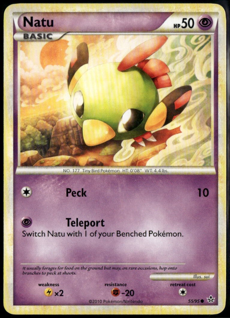 Natu Common - HGSS Unleashed 55/95 2010 LP+ Pokemon Card