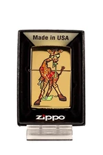 Zombie Giraffe - High Polish Brass Zippo Lighter - Standard Brass Insert