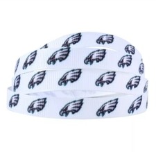 3/8" 1 yard Eagles printed Grosgrain Ribbon Football Philadelphia Team Sports