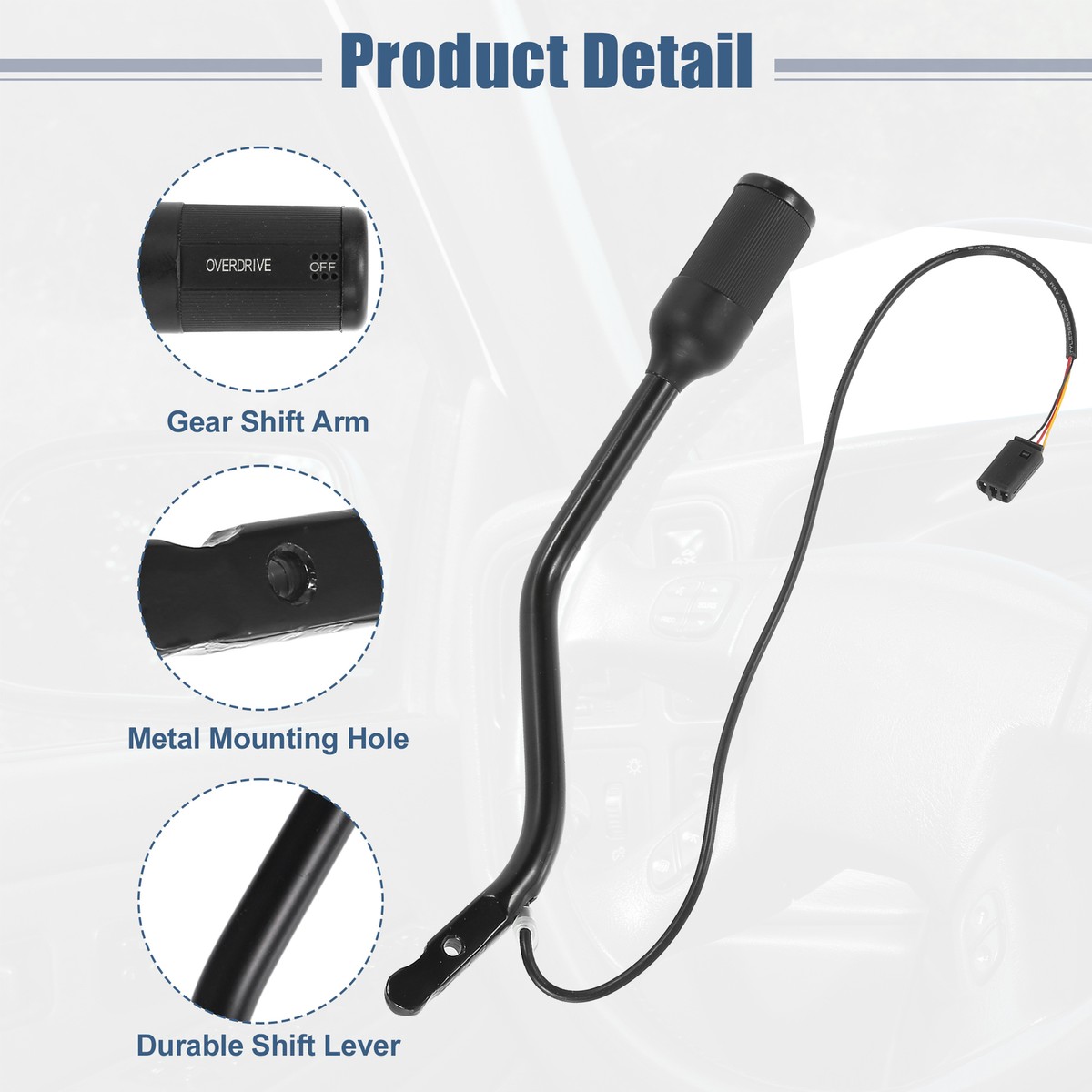 KASturrboo Transmission Gear Shifter Lever Set With Overdrive Shift Button And Cap Fit For 1992-1997 Bronco F150 F250 F350 F53 F59 F4TZ-7210-B F2TZ- 7210-F