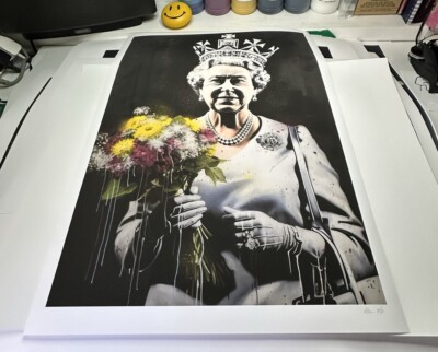 Chris Boyle Kunstdruck Queen Elizabeth + Blumen königliche Erinnerungsstücke Druck 33/100