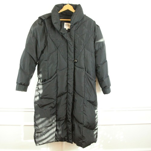 Down Puffer Coat Long Black Jacket Hood 