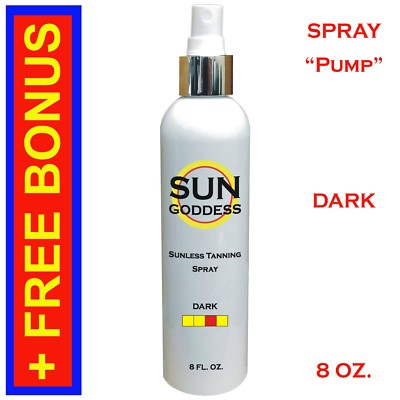 SUN GODDESS - Sunless Self Tanning Spray (Pump) - DARK - 8 oz + Best Tanner Mitt