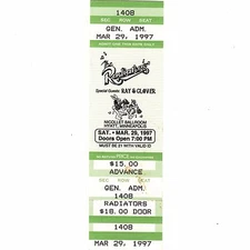 THE RADIATORS W RAY & GLOVER Concert Ticket Stub 3/29/97 MINNEAPOLIS NO KOERNER