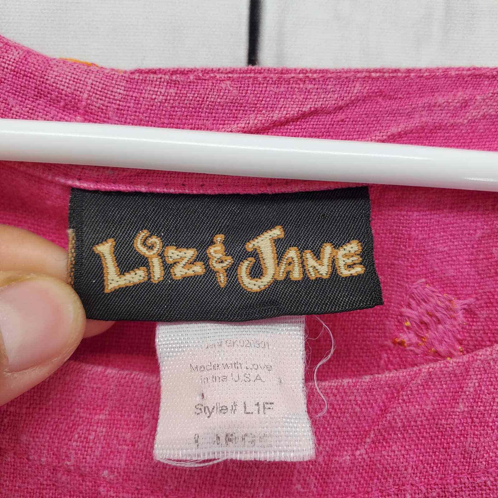 Vintage Liz & Jane Large Linen Embroidered Fish Crew … Gem