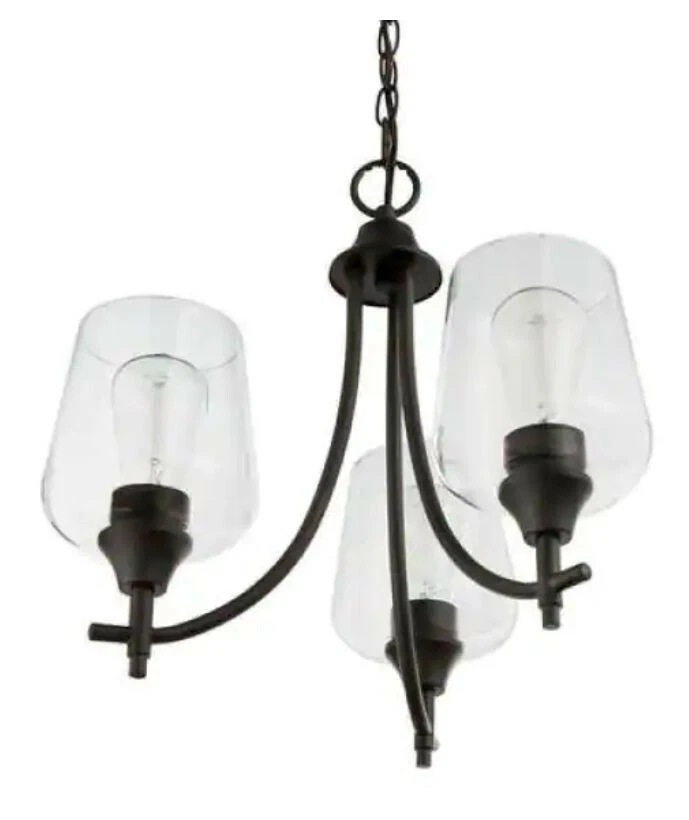 Hampton Bay Pavlen 3-Light 18 in. Rustic Bronze Hanging Candlestick Chandelier - Image 3 of 3