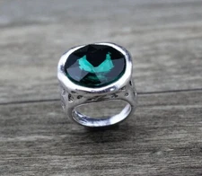 Handmade Uno STYLE De Único 50's Ring GREEN Size 9 (R21)