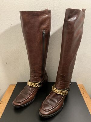 Balenciaga Knee High Leather Boots Made in Italy Riding Boot Sz 40