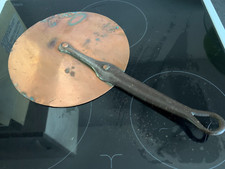 COUVERCLE CASSEROLE ANCIEN CUIVRE ROUGE ETAME Old french pan lid CUISINE XIXe