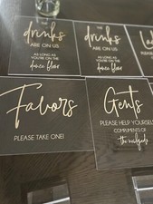 Acrylic wedding signs with stands slightly used no visible wear set of 8. 