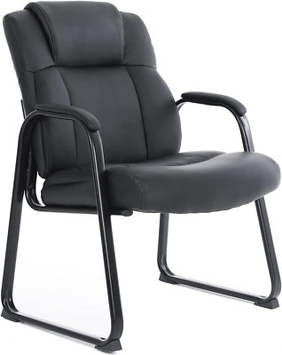 CLATINA Big & Tall 400 Lb. Guest Chair, Leather Reception Chairs with Sled Base 