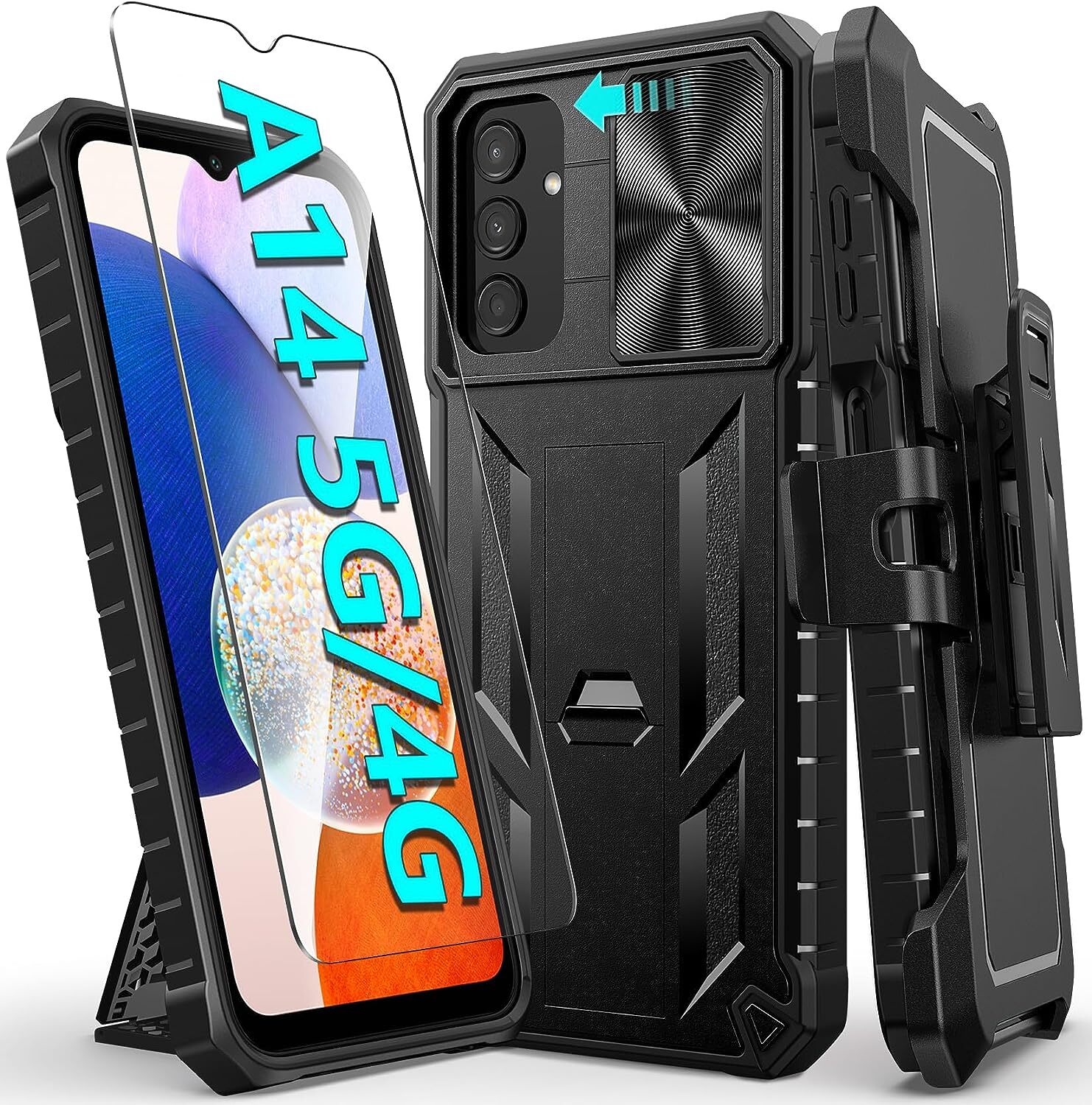 Case for Samsung Galaxy A14-5G: Military Grade Drop Proof Protection Rugged Prot