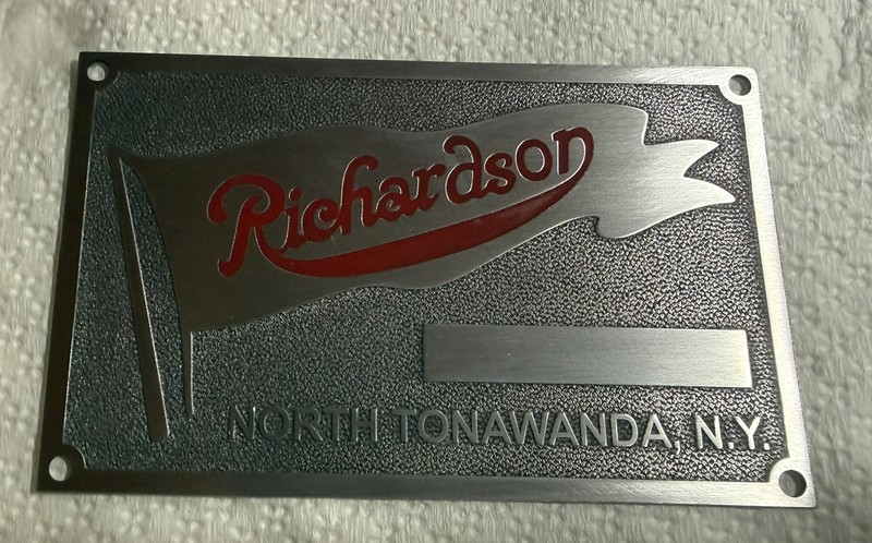Richardson Aluminum Plate  3" X 2" X .04" , Red Paint Filled