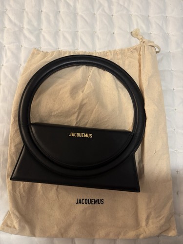 Jacquemus Black Top Handle Bag Logo Accent Gold Hardware w/ Original Dust Bag