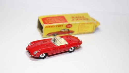 Dinky 120 Jaguar E Type In Tatty Original Box - Vintage 1960s