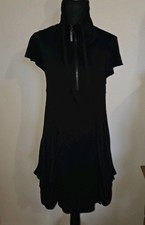 Kensie Black Drapey Dress Medium Relaxed Pockets Athlesure Mock Neck 