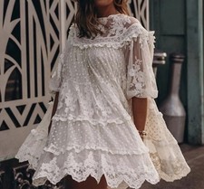 Spell & The Gypsy Dawn Lace Tulle Mini Dress Size S Babydoll Festival Coachella
