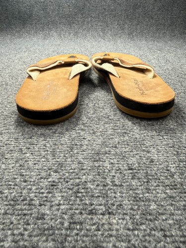 Kai Kai Sandals Mens 11 Brown Leather Montauk Canvas Leather Strap Thong - 第 6/9 張圖片