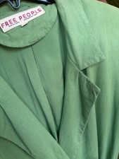 Free People Green Linen Viscose Blend Blazer Jacket with Belt Size S