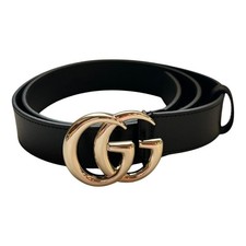 Gucci Ladies GG Marmont 1.18 inch-wide Belt - Black Leather Size 34