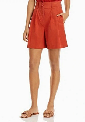 Rebecca Taylor Shorts Size 6 Burnt Orange High Waist Pleated Tailored